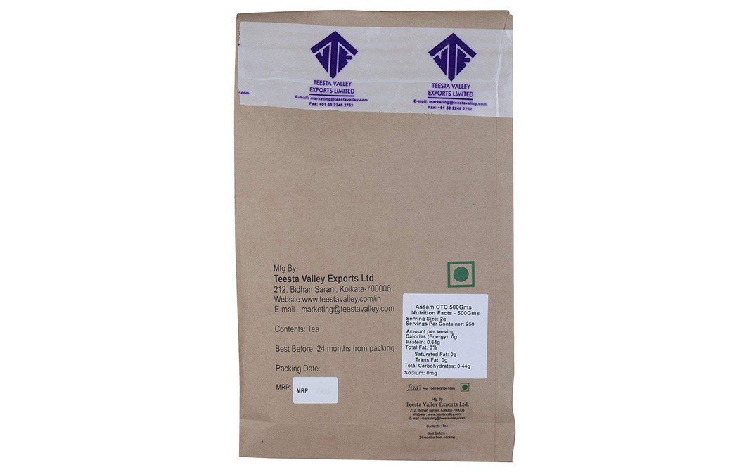 Teesta Valley Tea Assam CTC Bop Tea   Pack  500 grams